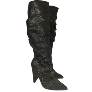 Y2K Black Cape Robbins Sequin Knee high boots sz 7.5